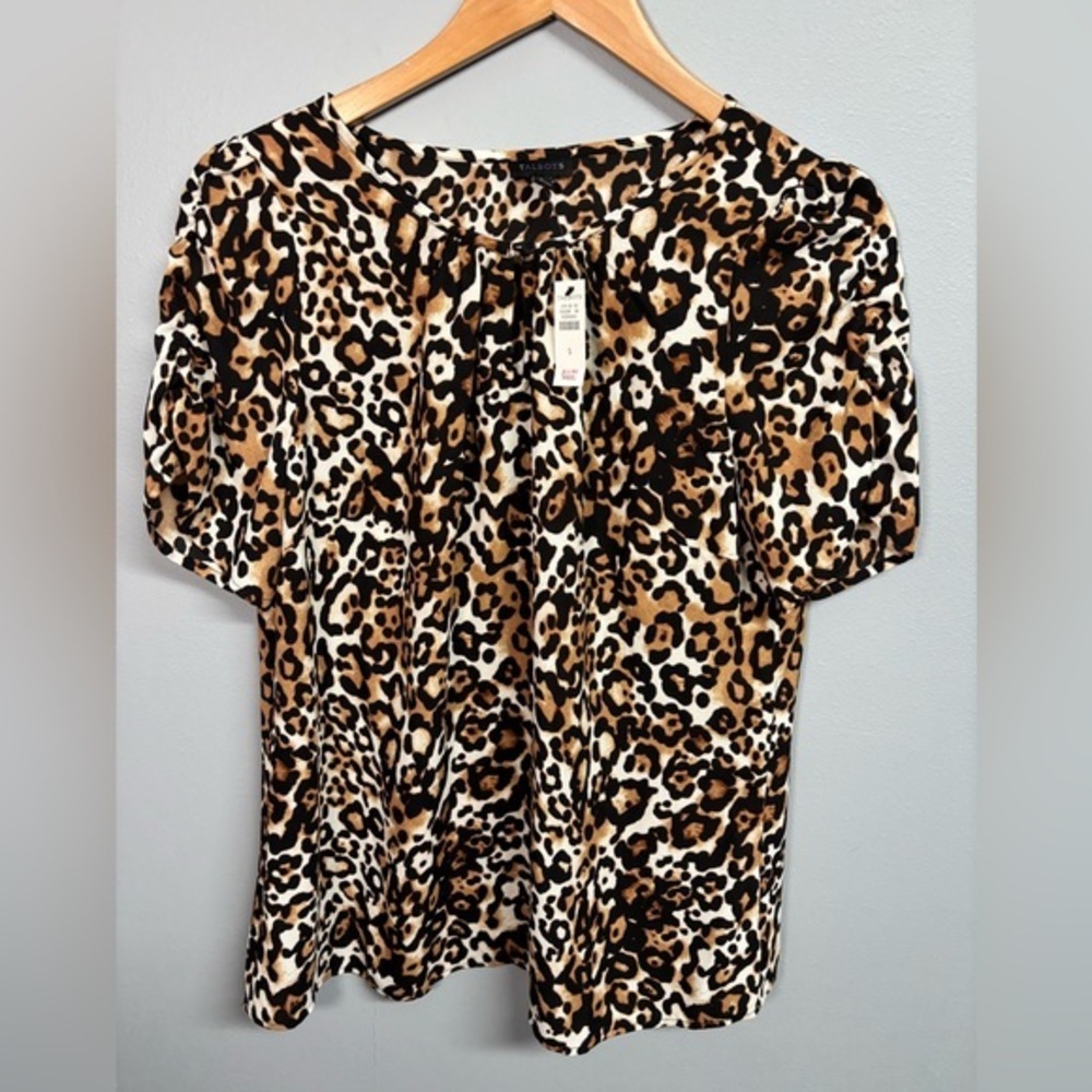 Talbots Leopard Print Blouse - Black and Brown
